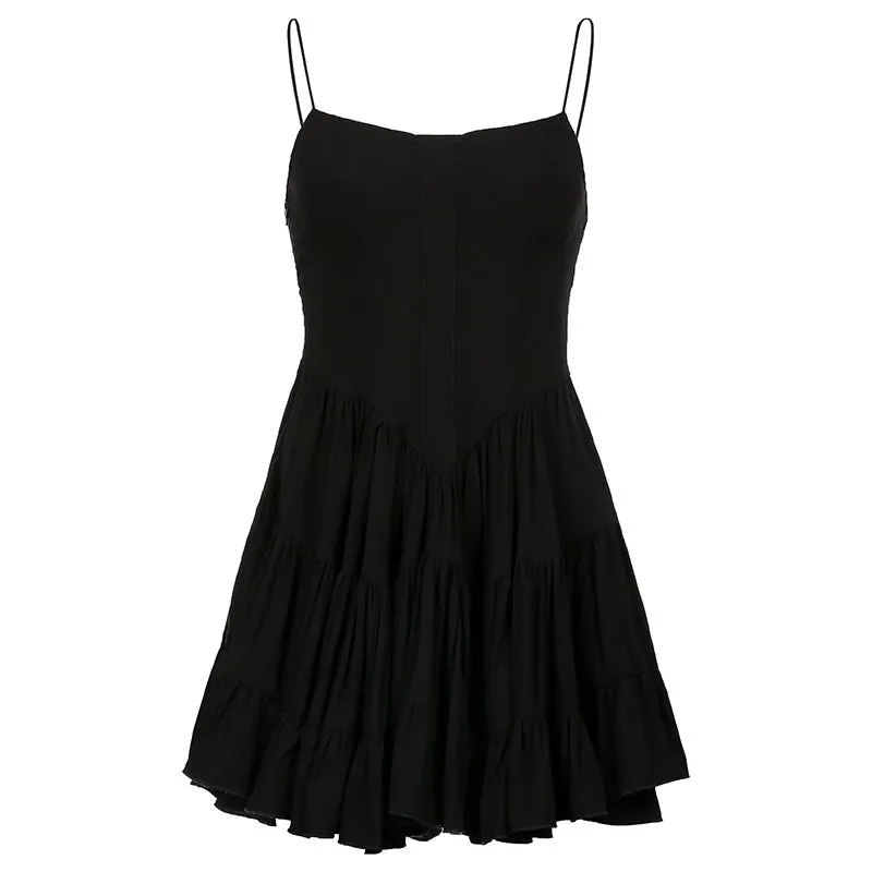 Sweet Retro Slimming Pleated Poly-Blend Mini Dress